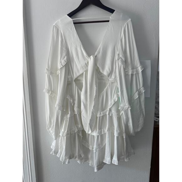 DB studio charmeuse ruffle mini dress back tie Perfect for a bride to be szL - Picture 13 of 16